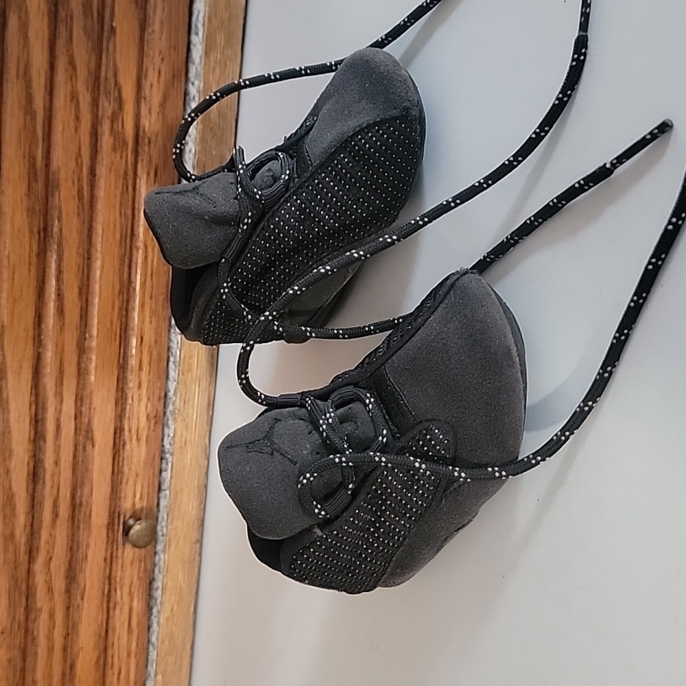 AIR JORDAN INFANT BABY SHOES BLACK SUEDE SIZE 3 ATHLETIC